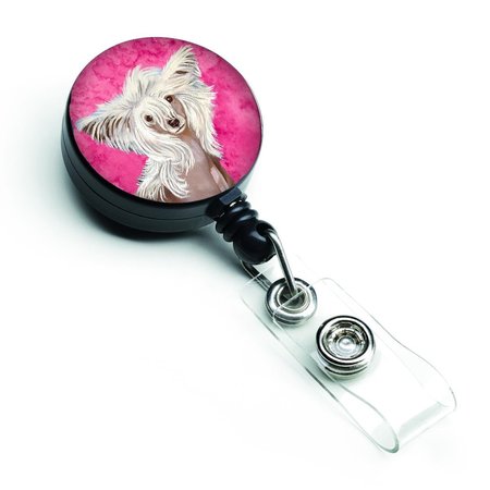 CAROLINES TREASURES Pink Chinese Crested Retractable Badge Reel LH9392PKBR